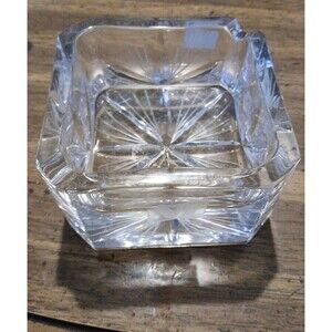Vintage Ashtray Kristal Samobor Crystal Glass Square Heavy Glass Logo